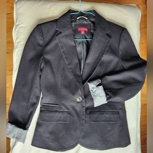 Merona Blazer Black with Striped Inside Sleeves. Size 2